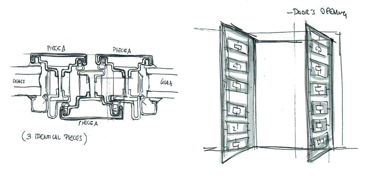 Sophisticated glass and steel doors for modern interior design